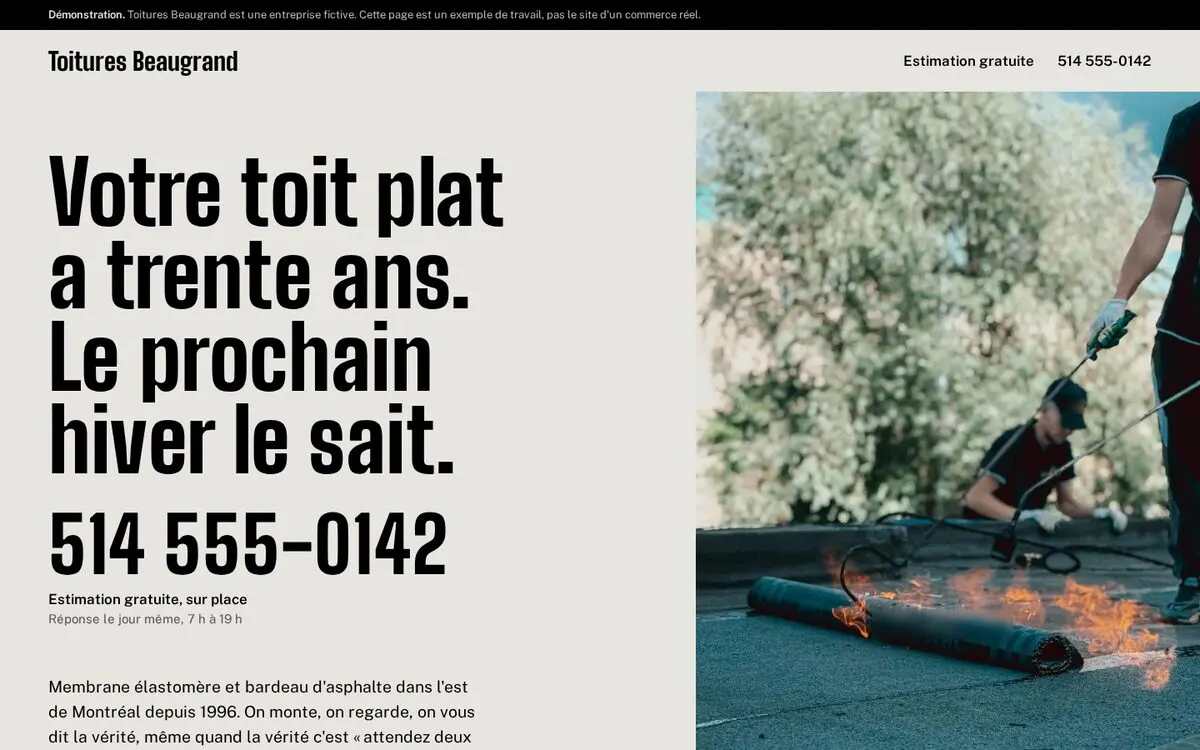 première page du site toitures beaugrand