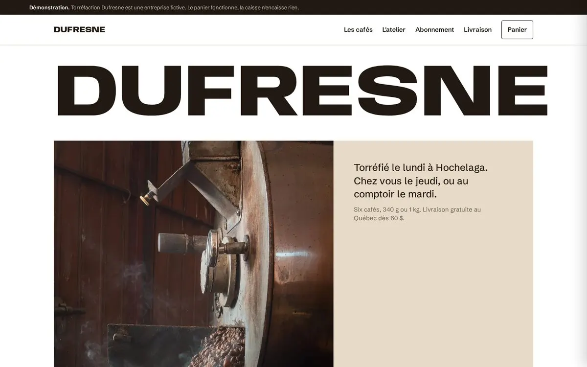 première page du site torréfaction dufresne