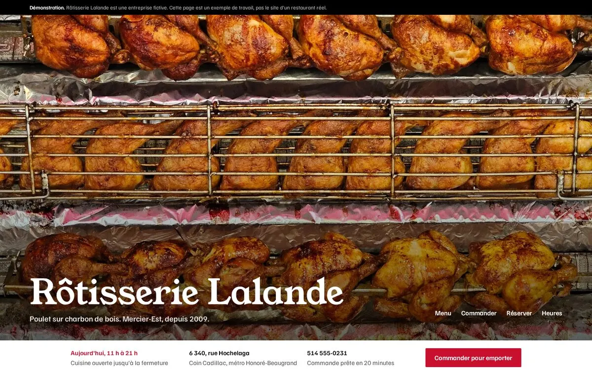 première page du site rôtisserie lalande